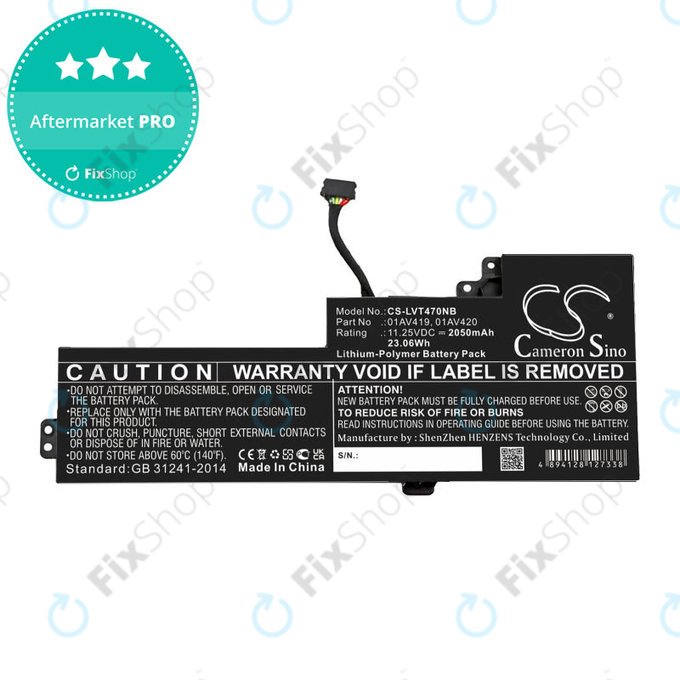 Batterie pour Lenovo Thinkpad A285, T470, T480, 2050mAh, Li-Pol, 11.25V, 01AV419, HQ