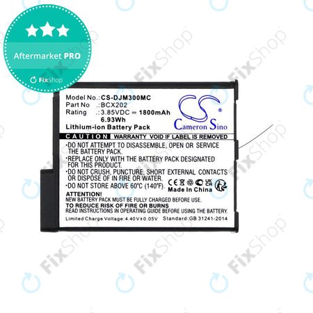 Batterie pour DJI Osmo Action 3, Action 4, 1800mAh, Li-Ion, 3.85V, BCX202, HQ