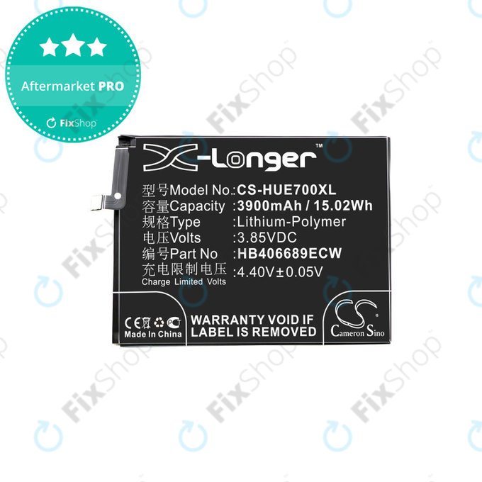 Batterie pour Huawei Y7, 3900mAh, Li-Pol, 3.85V, HB406689ECW, HQ