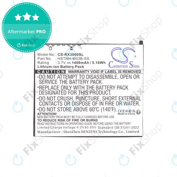 Batterie pour HP Compaq iPAQ rx3000, rx3115, rx3700, hx2110, hx2790, 1400mAh, Li-Ion, 3.7V, HSTNH-M03B-SS, HQ