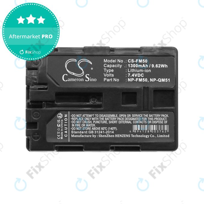 Batterie pour Sony CCD-TR108, Cyber-shot DSC-S50, 1300mAh, Li-Ion, 7.4V, NP-QM51, HQ