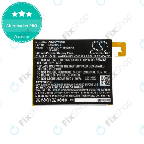 Batterie pour Lenovo Tab 4, Lenovo TB850, 4850mAh, Li-Pol, 3.85V, L16D1P34, HQ