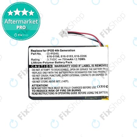 Apple iPod (4e génération) - Batterie 616-0183 750mAh HQ