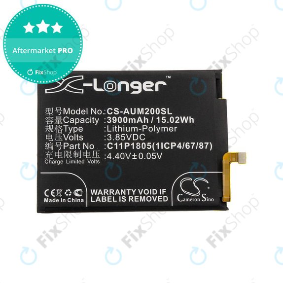Batterie pour Asus Zenfone Max M2, 3900mAh, Li-Pol, 3.85V, C11P1805 (1ICP4/67/87), HQ