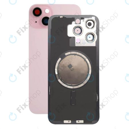Apple iPhone 15 Plus - Verre du boîtier arrière + Verre de la caméra + Cadre en métal + Aimant MagSafe (Pink)