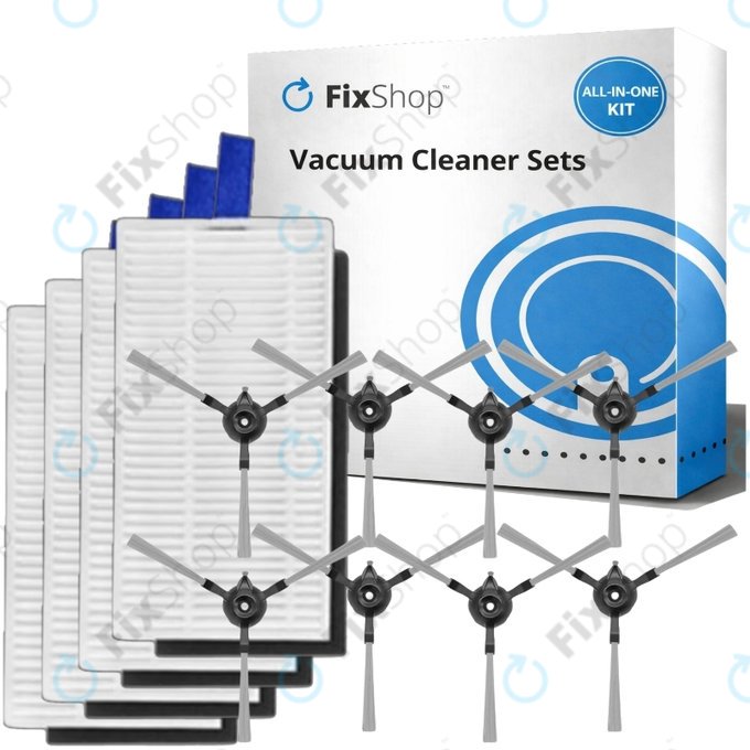 Kit de pièces de rechange pour Xiaomi Robot Vacuum E5 (4x Filtre, 8x Brosse latérale)
