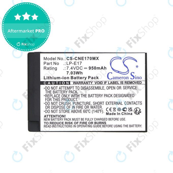 Batterie pour Canon EOS, 950mAh, Li-Ion, 7.4V, LP-E17, HQ