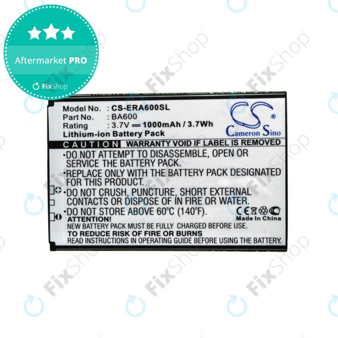 Batterie pour Sony Ericsson Kumquat, ST25, ST25i, Xperia U, 1000mAh, Li-Ion, 3.7V, BA600, HQ