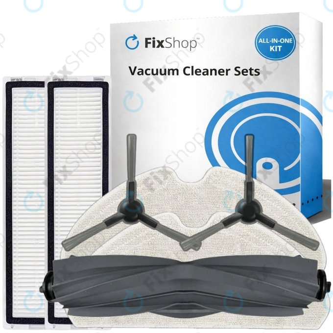 Kit de pièces de rechange pour Xiaomi Dreame D9 Max Gen2, D10s, D10s Pro (1x Brosse principale, 2x Filtre, 2x Brosse latérale – noire, 2x Chiffon de vadrouille)