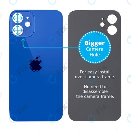 Apple iPhone 12 Mini - Verre du boîtier arrière avec plus grand trou pour l'appareil photo (bleu)