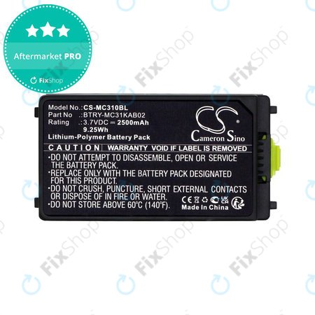 Batterie pour Symbol, Zebra MC3100, MC3190, 2500mAh, Li-Pol, 3.7V, BTRY-MC31KAB02, HQ