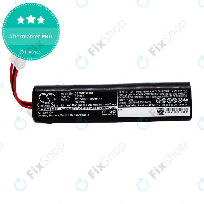 Batterie pour Schiller America AED 10 Jump Start, 3000mAh, Li-MnO2, 12V, 00185-2, HQ