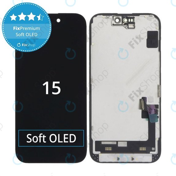 Écran Soft OLED pour iPhone 15, Tactile avec cadre, DIAGNOSTIC