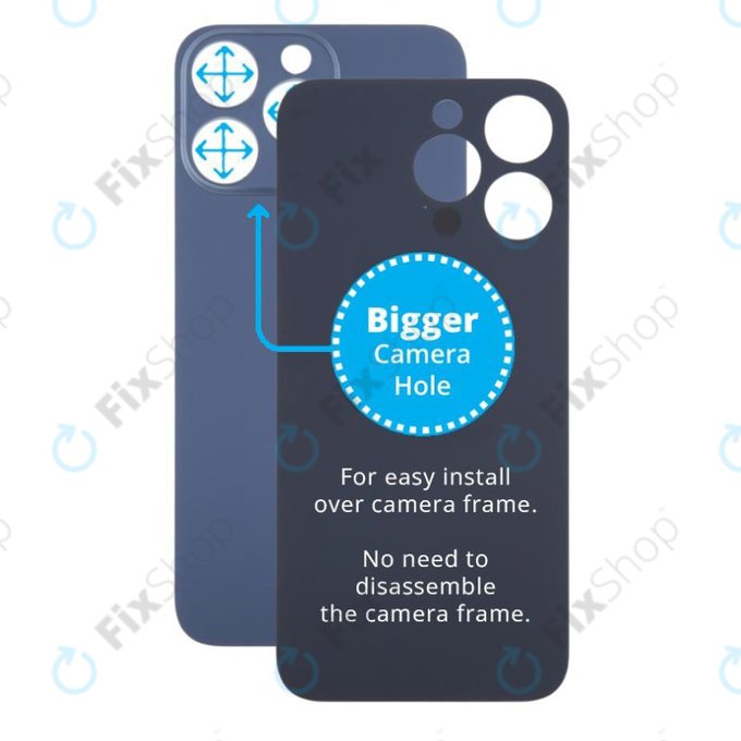 Apple iPhone 15 Pro Max - Verre du boîtier arrière avec plus grand trou pour l'appareil photo (Blue Titanium)