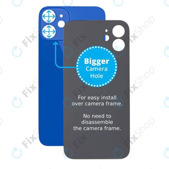 Apple iPhone 12 Mini - Verre du boîtier arrière avec plus grand trou pour l'appareil photo (bleu)