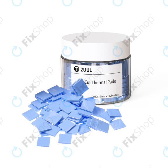 2UUL - Coussinets thermiques en silicone prédécoupés - 12 x 12 x 1.5mm (100 pièces)