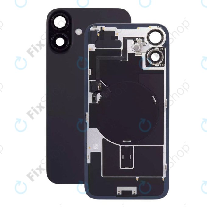 Apple iPhone 16 - Verre de la coque arriere + Verre de caméra + Plaque en métal + Aimants MagSafe (Black)