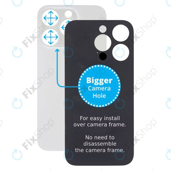 Apple iPhone 14 Pro - Verre du boîtier arrière avec plus grand trou pour l'appareil photo (argent)