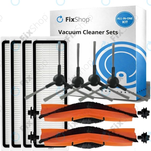 Kit de pièces de rechange pour Xiaomi Mi Robot Vacuum S20+, S10+, X20+, X10+ (2x Brosse principale, 4x Filtre, 4x Brosse latérale – noire)