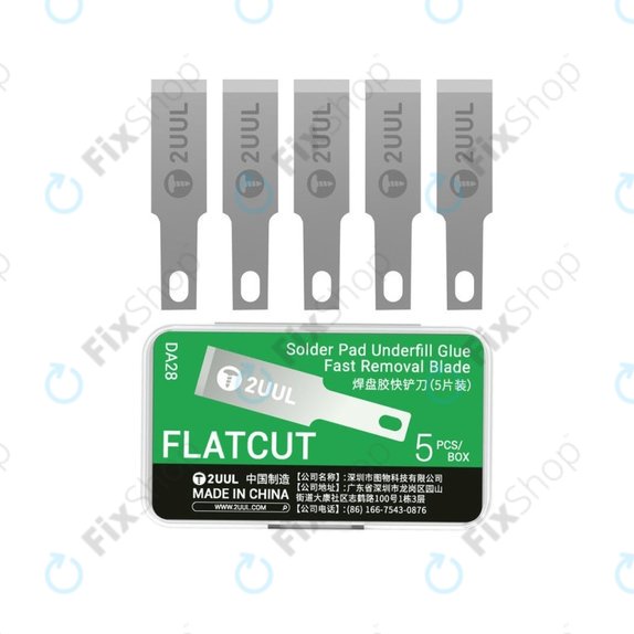 Lames pour retrait de colle Underfill, coupe plate, 2UUL DA28, 5 pcs/pack