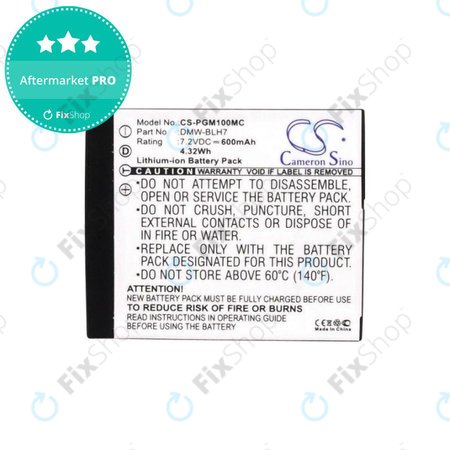 Batterie pour Panasonic Lumix DMC, 600mAh, Li-Ion, 7.2V, DMW-BLH7, HQ