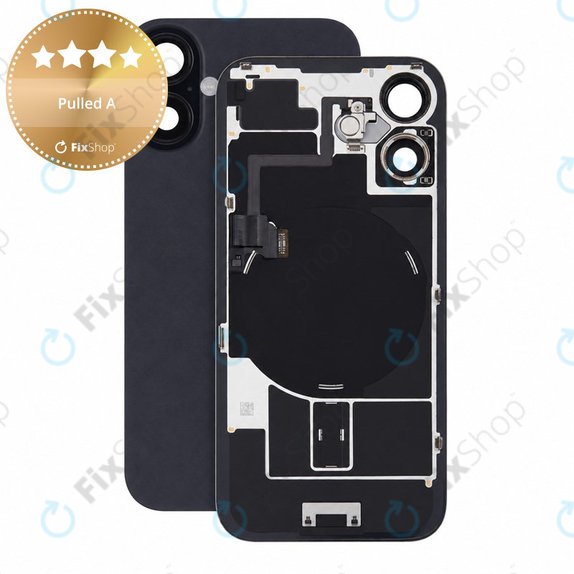 Verre de coque arrière pour iPhone 16, Black, Pulled A