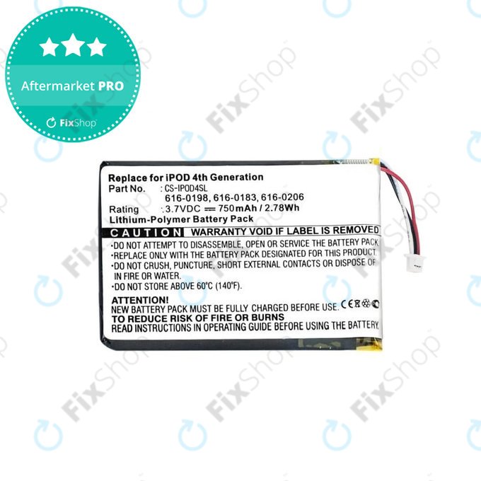 Apple iPod (4e génération) - Batterie 616-0183 750mAh HQ