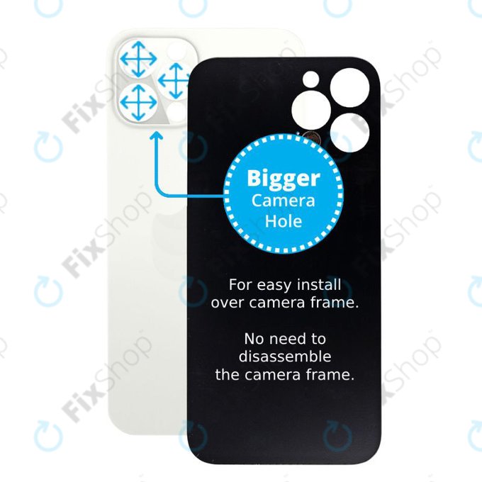 Apple iPhone 12 Pro - Verre du boîtier arrière avec plus grand trou pour l'appareil photo (argent)
