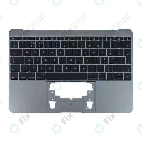 Apple MacBook 12" Retina A1534 (Début 2015 - Mi 2017) - Cadre de clavier supérieur + clavier UK (gris sidéral)