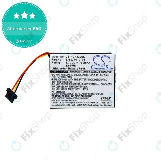 Batterie pour Pioneer AVIC-F320BT, 790mAh, Li-Ion, 3.7V, 338937010176, HQ