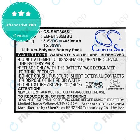 Batterie pour Samsung Galaxy Tab Active 2 8.0, 4050mAh, Li-Pol, 3.8V, EB-BT365BBU, HQ
