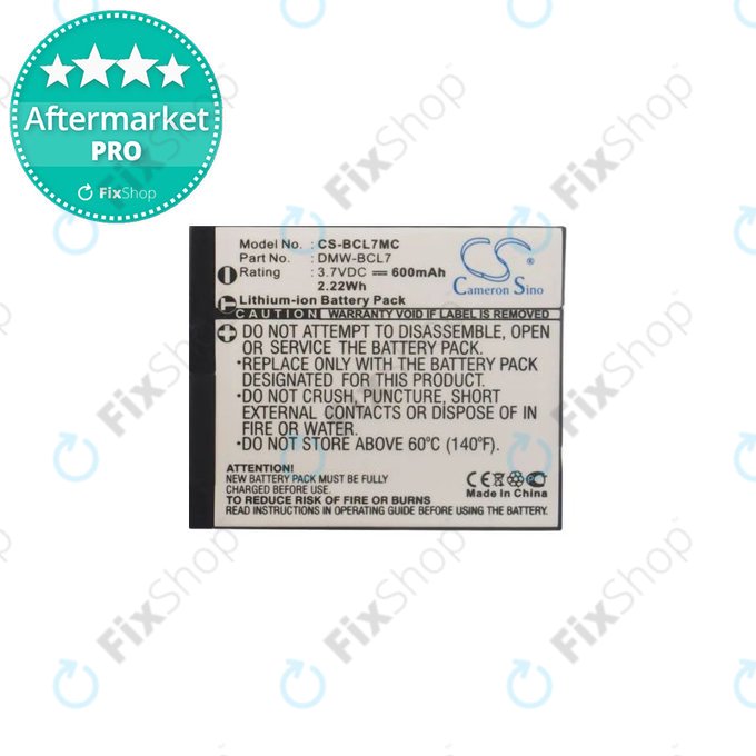 Panasonic Lumix DMC-F5, FH10, FS50, SZ3, SZ9, XS1 - Batterie DMW-BCL7 Li-Ion 600mAh HQ