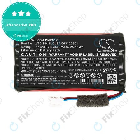 Batterie pour LG Music Flow P7, Xboom Go PK7, 3400mAh, Li-Ion, 7.4V, TD-Bb11LG, HQ