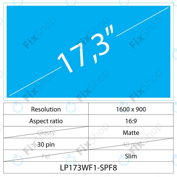 17,3 LCD Fin Mat 30 broches HD+