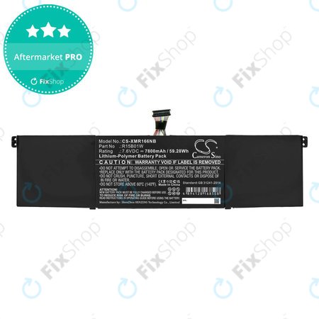 Batterie pour Xiaomi Mi Pro 15.6 i3, i5, i6, 7800mAh, Li-Pol, 7.6V, R15B01W, HQ