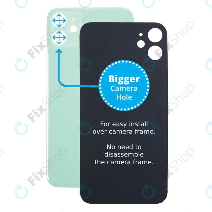 Apple iPhone 11 - Verre du boîtier arrière avec plus grand trou pour la caméra (vert)