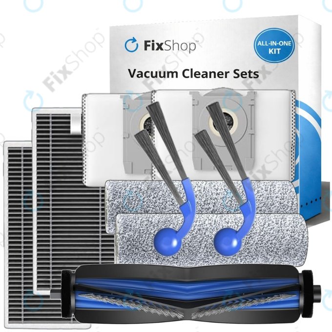 Kit de pièces de rechange pour Ecovacs T80 Omni, T80 (1x Brosse principale, 2x Filtre, 2x Brosse latérale, 2x Chiffon de vadrouille, 2x Sac à poussière)