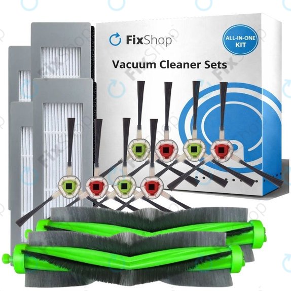 Kit de pièces de rechange pour iRobot Roomba Combo 1138, Ecovacs Deebot Ozmo 930 (2x Brosses principales, 4x Filtres, 4 paires de brosses latérales)