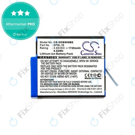 Batterie pour Gopro Hero 9, 11, 1720mAh, Li-Ion, 3.85V, SPBL1B, HQ
