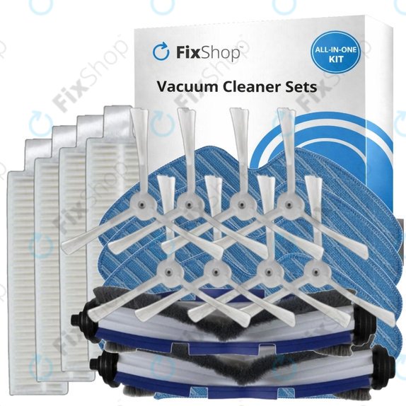 Kit de pièces de rechange pour Rowenta Explorer s60 (2x Brosse principale, 4x Filtre, 8x Brosse latérale, 4x Chiffon de vadrouille)
