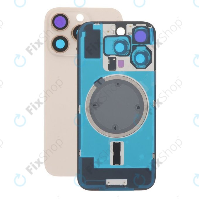 Apple iPhone 16 Pro - Verre de la coque arriere + Verre de caméra + Plaque en métal + Aimants MagSafe (Desert Titanium)