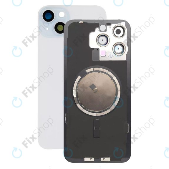 Apple iPhone 15 Plus - Verre du boîtier arrière + Verre de la caméra + Cadre en métal + Aimant MagSafe (Blue)