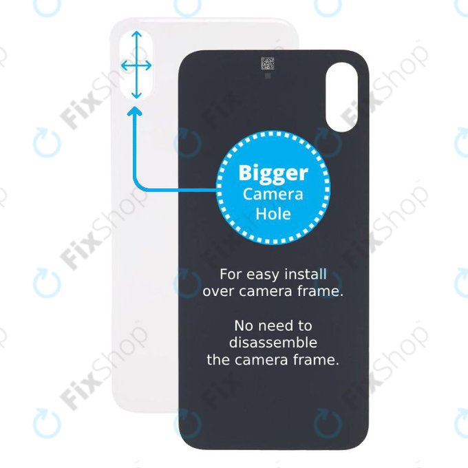 Apple iPhone XS - Verre du boîtier arrière avec plus grand trou pour l'appareil photo (argent)