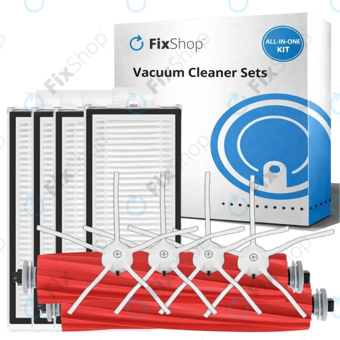 Kit de pièces de rechange pour Xiaomi Roborock Q7+, Q7 Max, Q7 Max+ (2x Brosse principale, 4x Filtre, 4x Brosse latérale – blanche)