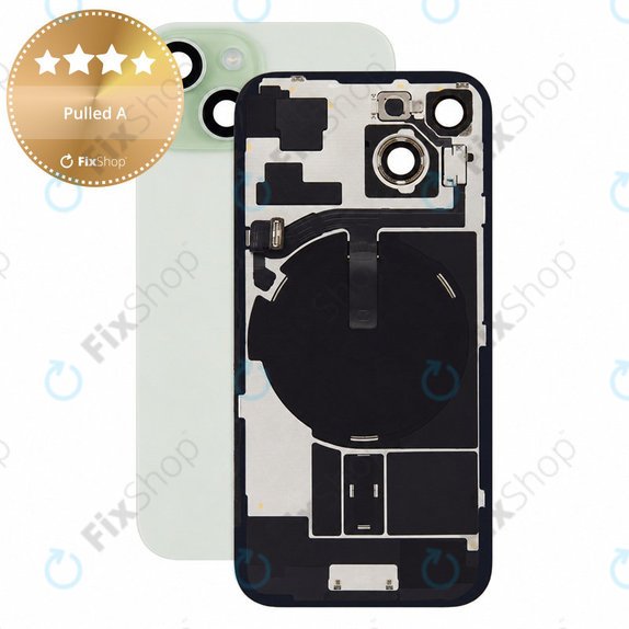 Verre de coque arrière pour iPhone 15, Green, Pulled A