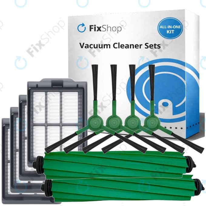 Kit de pièces de rechange pour iRobot Roomba Plus 405 Combo, 505 Combo (2x Brosse principale, 4x Filtre, 4x Brosse latérale)