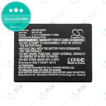 Batterie pour Fujifilm FinePix, 1020mAh, Li-Ion, 7.4V, NP-W126, NP-W126S, HQ