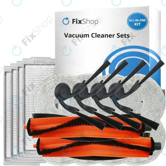Kit de pièces de rechange pour Xiaomi Robot Vacuum S40 Pro (2x Brosse principale, 4x Filtre, 4x Brosse latérale, 8x Chiffon de vadrouille)