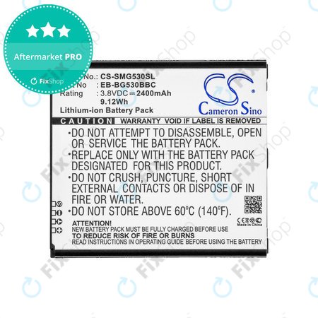 Batterie pour Samsung Galaxy J3, 2400mAh, Li-Ion, 3.8V, EB-BG530BBC, HQ