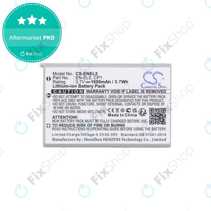 Nikon Coolpix, Coolpix AW, Coolpix P, Coolpix S, KlickTel Navigator K5 - Batterie EN-EL5 Li-Ion 1000mAh HQ